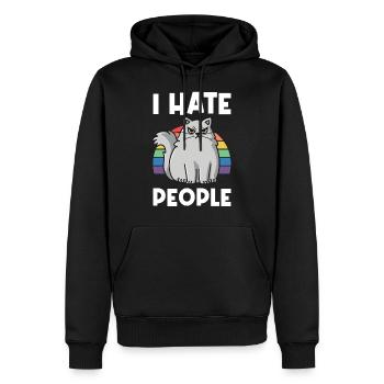 Je chapeaux les gens arc-en-ciel Je déteste les gens détestent la Saint-Valentin - Sweat à capuche Premium bio Homme - noir - Devant - Nico (187cm)