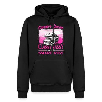 Camping Motorhome Campervan Retro - Sweat à capuche Premium bio Homme - noir - Devant - Nico (187cm)