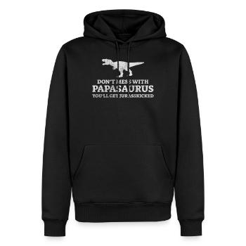 Papasaurus jurasskicked Rex for men dinasor papa - Sweat à capuche Premium bio Homme - noir - Devant - Nico (187cm)