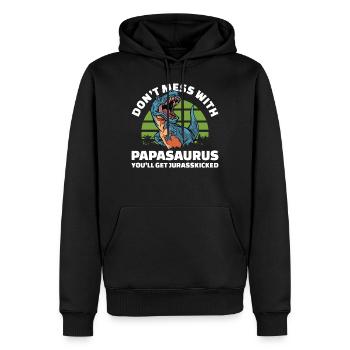 Papasaurus jurasskicked Rex for men dinasor papa - Sweat à capuche Premium bio Homme - noir - Devant - Nico (187cm)