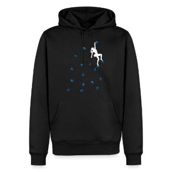Bouldern Klettern Blaue Boulder Griffe Frau Dame - Männer Premium Bio Hoodie - Schwarz - Vorne - Nico (187cm)