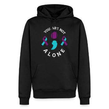 You Are Not Alone Semicolon - Men’s Premium Organic Hoodie - black - Front - Nico (187cm)