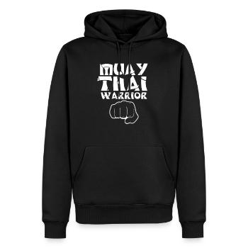 Proverbes Muay Thaïlandais MMA combattants Arts martiaux - Sweat à capuche Premium bio Homme - noir - Devant - Nico (187cm)