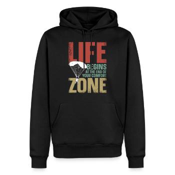 Parachute Vintage parachutisme - Sweat à capuche Premium bio Homme - noir - Devant - Nico (187cm)