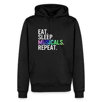 Eat Sleep Musicals Repeat Shirt, Musical Lover - Männer Premium Bio Hoodie - Schwarz - Vorne - Nico (187cm)