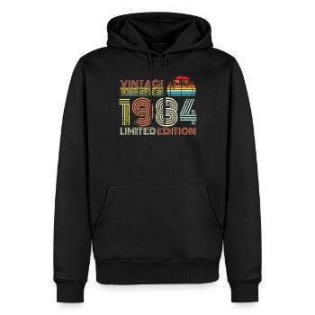 Né en novembre 1984 Limited - Sweat à capuche Premium bio Homme - noir - Devant - Nico (187cm)