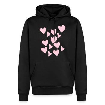 Zart Rosa Herzen - Männer Premium Bio Hoodie - Schwarz - Vorne - Nico (187cm)