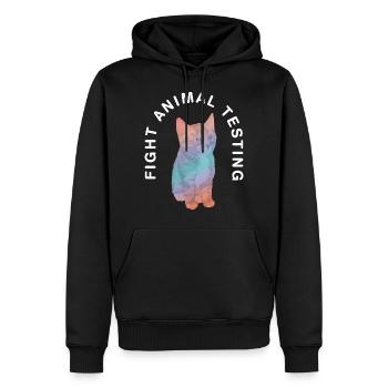 Fight animal testing I Tierversuche - Männer Premium Bio Hoodie - Schwarz - Vorne - Nico (187cm)