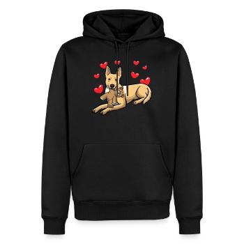 Carolina Dog Hund mit Kuscheltier - Männer Premium Bio Hoodie - Schwarz - Vorne - Nico (187cm)