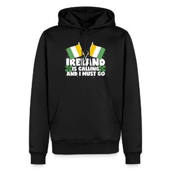 L’Irlande appelle et je dois aller en Irlande en disant - Sweat à capuche Premium bio Homme - noir - Devant - Nico (187cm)