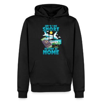 Reisen Spruch Urlaub Flugzeug Verreisen Abenteuer - Männer Premium Bio Hoodie - Schwarz - Vorne - Nico (187cm)