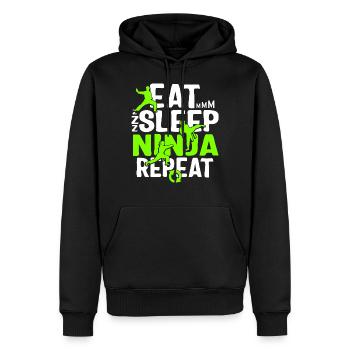 Chemise Ninja, Mangez Dormir Ninja Répéter, Chemises Ninja - Sweat à capuche Premium bio Homme - noir - Devant - Nico (187cm)
