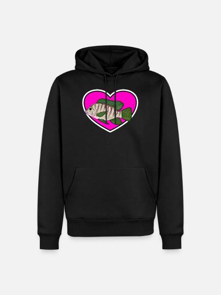 Barsch Herz Liebe Fischen - Männer Premium Bio Hoodie - Schwarz
