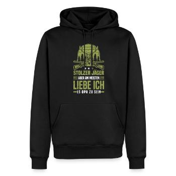 Stolzer Jäger Opa - Hirsch Jagd Jäger Großvater - Männer Premium Bio Hoodie - Schwarz - Vorne - Nico (187cm)