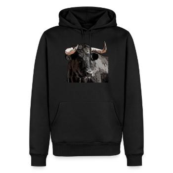 Stier Bulle Kuh Tier Motiv Aufdruck Ochse - Männer Premium Bio Hoodie - Schwarz - Vorne - Nico (187cm)