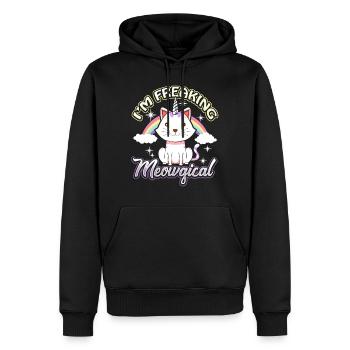 Cadeau de licorne de licorne de chat de chat - Sweat à capuche Premium bio Homme - noir - Devant - Nico (187cm)