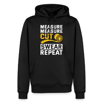 Measure Cut Swear Repeat - Men’s Premium Organic Hoodie - black - Front - Nico (187cm)