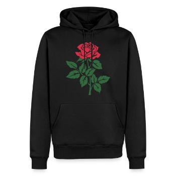 Rose - Männer Premium Bio Hoodie - Schwarz - Vorne - Nico (187cm)