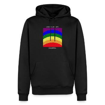 Love Is Like Art, Colorful LGBT Gay Pride Geometry - Men’s Premium Organic Hoodie - black - Front - Nico (187cm)