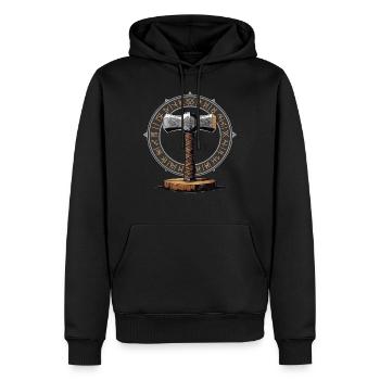 Wikinger Hammer Krieger Walhalla Runenkreis Thor - Männer Premium Bio Hoodie - Schwarz - Vorne - Nico (187cm)