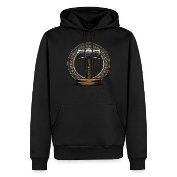 Wikinger Hammer Krieger Walhalla Runenkreis Thor - Männer Premium Bio Hoodie - Schwarz - Vorne - Nico (187cm)