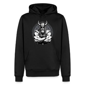 Norse Mythology Viking Warrior Valhalla - Men’s Premium Organic Hoodie - black - Front - Nico (187cm)