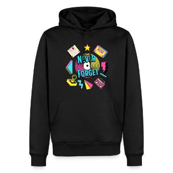 Never Forget 90s Retro Nostalgie - Männer Premium Bio Hoodie - Schwarz - Vorne - Nico (187cm)