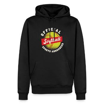 Commentator Official Softball Sports Announcer - Men’s Premium Organic Hoodie - black - Front - Nico (187cm)