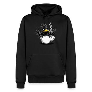 L’oiseau ne veut pas de café avant que vous ne demandiez non - Sweat à capuche Premium bio Homme - noir - Devant - Nico (187cm)