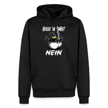 L’oiseau ne veut pas de café avant que vous ne demandiez non - Sweat à capuche Premium bio Homme - noir - Devant - Nico (187cm)