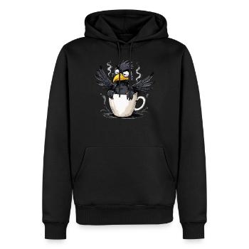 L’oiseau ne veut pas de café avant que vous ne demandiez non - Sweat à capuche Premium bio Homme - noir - Devant - Nico (187cm)
