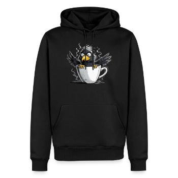 L’oiseau ne veut pas de café avant que vous ne demandiez non - Sweat à capuche Premium bio Homme - noir - Devant - Nico (187cm)