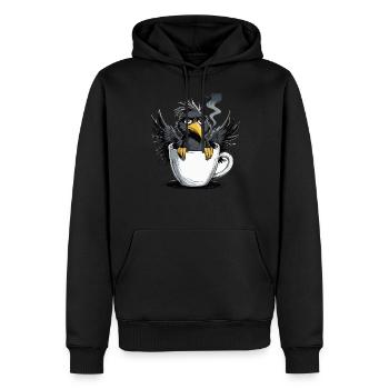 L’oiseau ne veut pas de café avant que vous ne demandiez non - Sweat à capuche Premium bio Homme - noir - Devant - Nico (187cm)