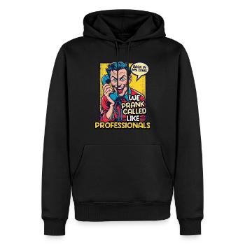 70s 80s 90s We Prank Called Like Professionals - Männer Premium Bio Hoodie - Schwarz - Vorne - Nico (187cm)