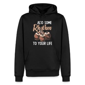 Ajoutez un rythme à votre vie - Sweat à capuche Premium bio Homme - noir - Devant - Nico (187cm)