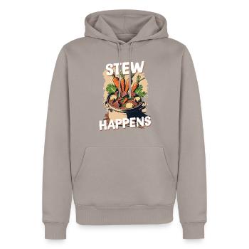 Gulasheintopf Beef Stew Stew Happens - Männer Premium Bio Hoodie - Taupe - Vorne - Nico (187cm)