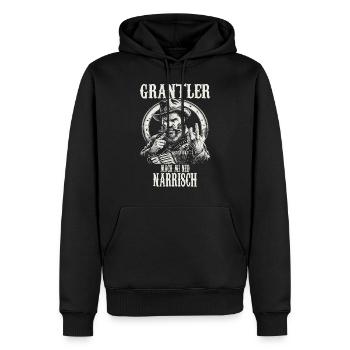 Grantler Grantig Bairischen Dialekten Bayern - Männer Premium Bio Hoodie - Schwarz - Vorne - Nico (187cm)