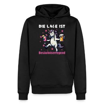 Conception de la fête de la licorne ivre - Sweat à capuche Premium bio Homme - noir - Devant - Nico (187cm)
