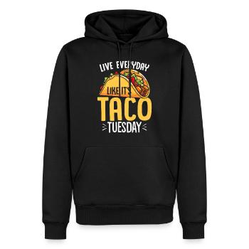Lebe jeden Tag wie sein Taco Dienstag Lustig Mexikanisch - Männer Premium Bio Hoodie - Schwarz - Vorne - Nico (187cm)