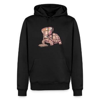 Happy tortoise having a hot bowl of ramen with - Men’s Premium Organic Hoodie - black - Front - Nico (187cm)