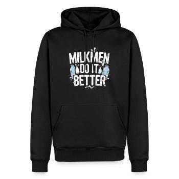 Milkman Les laitiers le font mieux - Sweat à capuche Premium bio Homme - noir - Devant - Nico (187cm)
