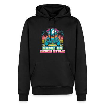 Jeu de beach-volley sur le style de plage - Sweat à capuche Premium bio Homme - noir - Devant - Nico (187cm)