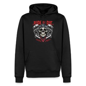 Moto Skull Ride ou Die Biker Chopper Rock - Sweat à capuche Premium bio Homme - noir - Devant - Nico (187cm)