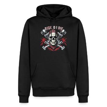 Moto Skull Ride ou Die Biker Chopper Rock - Sweat à capuche Premium bio Homme - noir - Devant - Nico (187cm)
