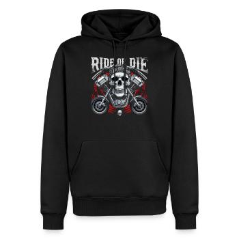 Moto Skull Ride ou Die Biker Chopper Rock - Sweat à capuche Premium bio Homme - noir - Devant - Nico (187cm)