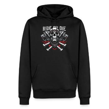 Moto Skull Ride ou Die Biker Chopper Rock - Sweat à capuche Premium bio Homme - noir - Devant - Nico (187cm)