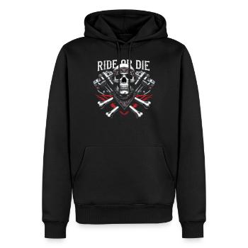 Moto Skull Ride ou Die Biker Chopper Rock - Sweat à capuche Premium bio Homme - noir - Devant - Nico (187cm)