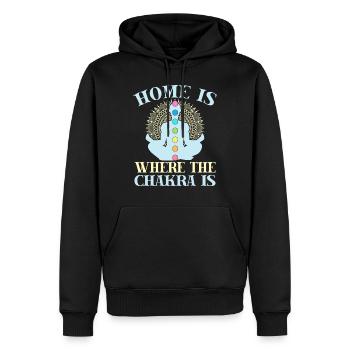 Yoga Home Is Where The Chakra Is Funny Yoga - Männer Premium Bio Hoodie - Schwarz - Vorne - Nico (187cm)