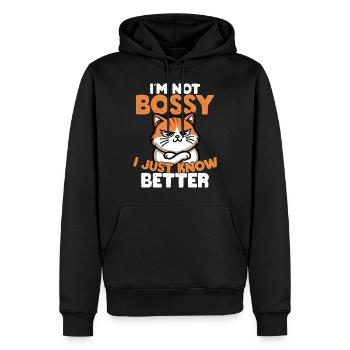 Lustige Mürrische Katze Herrische Haltung Humor - Männer Premium Bio Hoodie - Schwarz - Vorne - Nico (187cm)