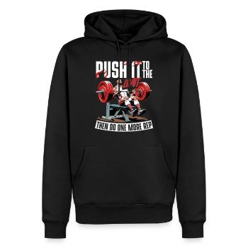 Brusttraining Bodybuilder Fitnessstudio - Männer Premium Bio Hoodie - Schwarz - Vorne - Nico (187cm)